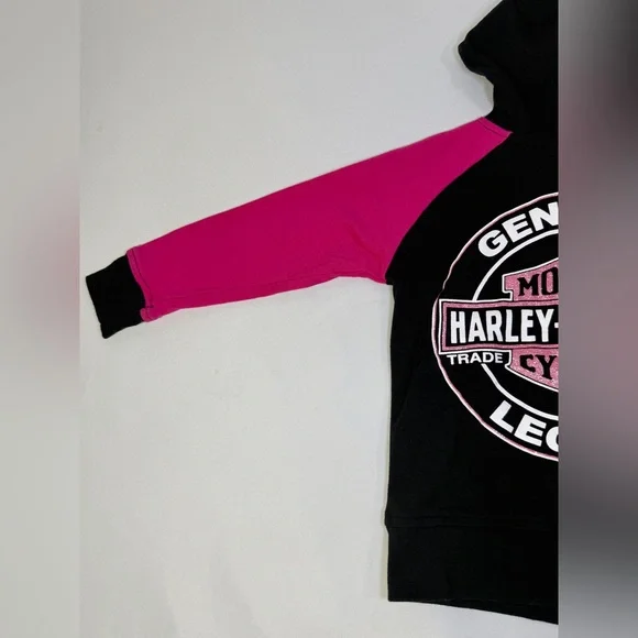 Harley Davidson Girls Hoodie Jacket 4T Pink Black Zip Up Genuine Motorcycle - Picture 15 of 16
